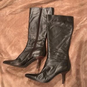 Colin Stuart leather brown high heel boots 8.5